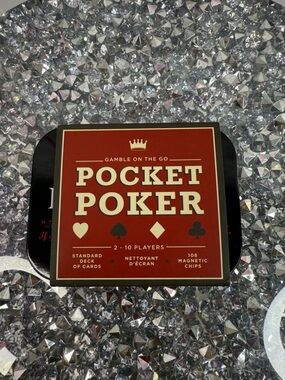 Restoration Hardware pocket poker game travel Red and Black Pocket Poker Tin